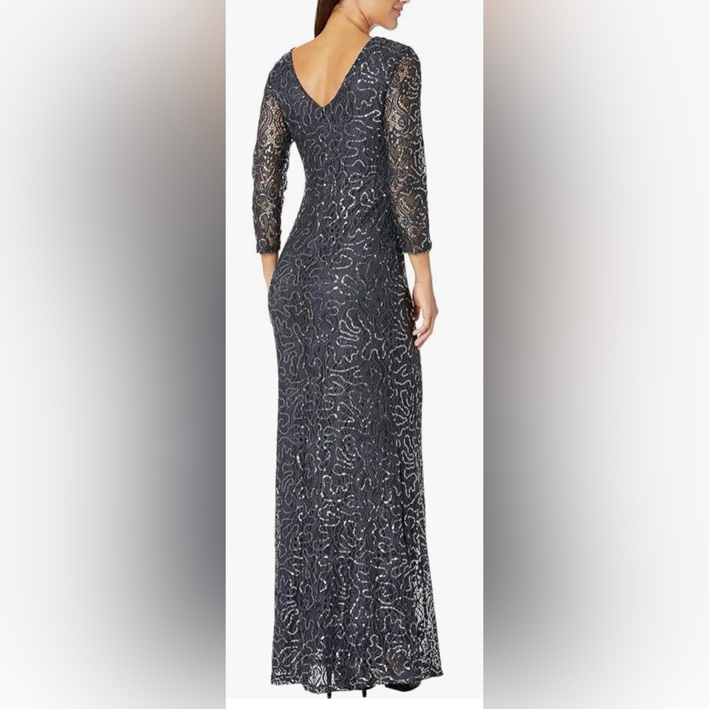 Mother of the bride/ evening/ formal long sequinned lace dress by Marina. Grey S